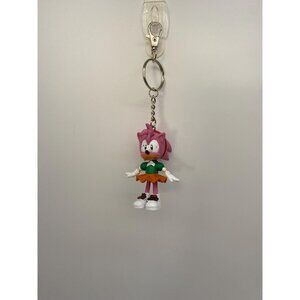 Upcycled Sega Sonic the Hedgehog Amy Keychain: Vintage Toy Charm